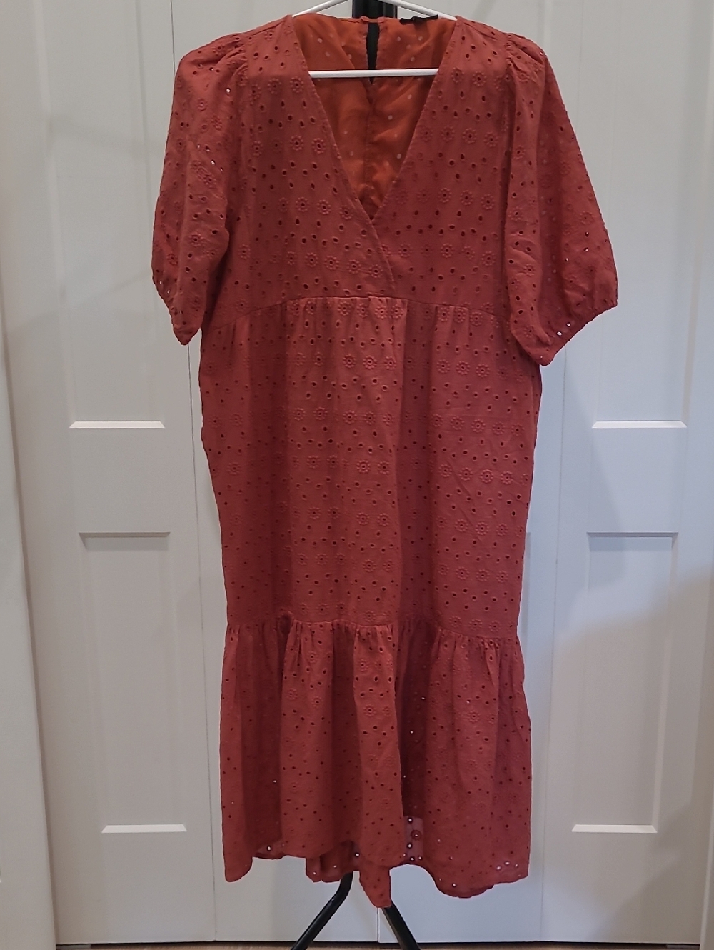 Mexx Rust Eyelet Tiered Midi Dress